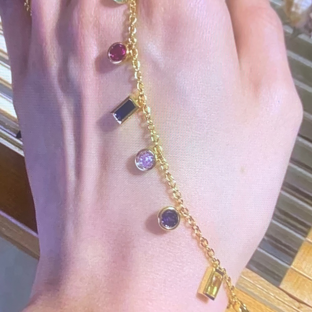 American Vintage Gold Necklace with Multicolor Charms - Picture 4 of 4
